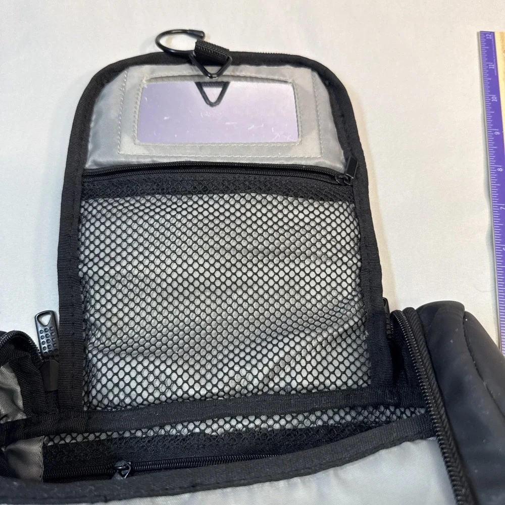 totes. Hanging Travel Toiletry Bag Organizer Black Gray Dopp Kit Cosmetics Case